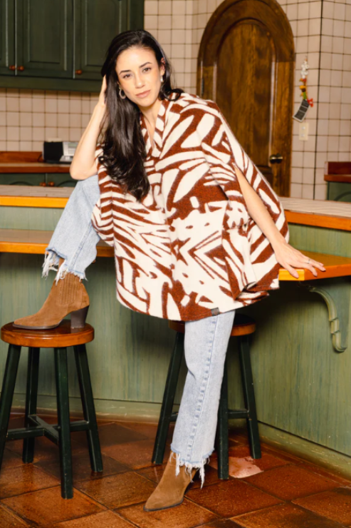 Amber Glow Poncho Elegant Cape
